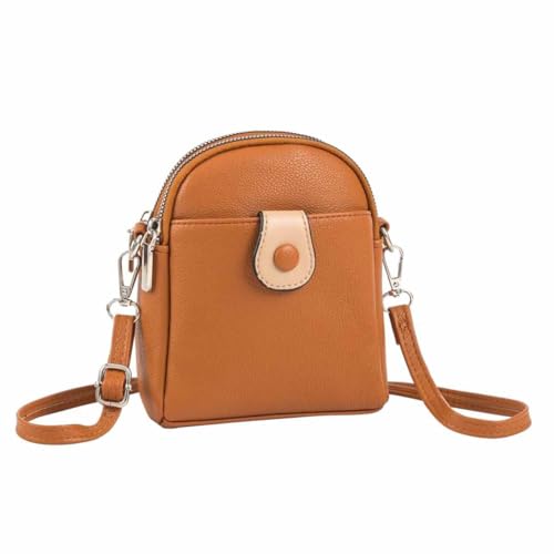 OBC Damen Tasche Crossbody Umhängetasche Bodybag Schultertasche Minibag Handytasche Crossover Kunstleder Handtasche Gürteltasche Abendtasche Cognac von ITALYSHOP24
