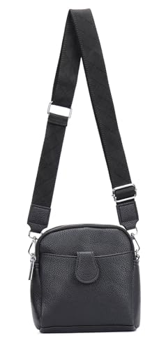 OBC Damen Tasche Crossbody Umhängetasche Bodybag Schultertasche Minibag Handytasche Crossover Kunstleder Handtasche Gürteltasche Abendtasche Schwarz von ITALYSHOP24