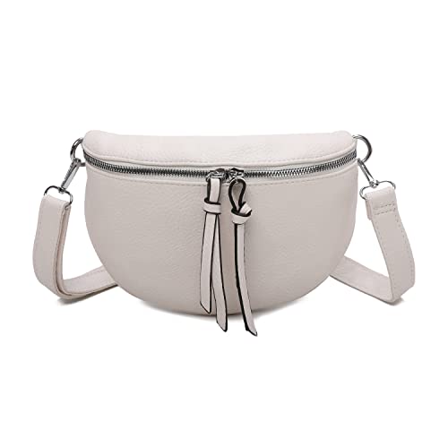 OBC Damen Tasche Gürteltasche Crossbody Hüfttasche Bauchtasche Umhängetasche Cross-Over Bodybag Schultertasche Handytasche Kosmetiktasche Kunst-Leder L300 Beige 24x15x5 cm von ITALYSHOP24