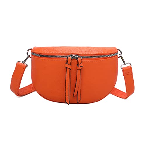 OBC Damen Tasche Gürteltasche Crossbody Hüfttasche Bauchtasche Umhängetasche Cross-Over Bodybag Schultertasche Handytasche Kosmetiktasche Kunst-Leder L313 Orange 24x15x5 cm von ITALYSHOP24