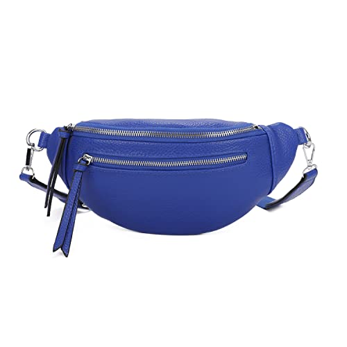 OBC Damen Tasche Gürteltasche Crossbody Leder Optik Hüfttasche Bauchtasche Umhängetasche Cross-Over Bodybag Schultertasche Handytasche Geldtasche Schminktasche Kosmetiktasche Königsblau von ITALYSHOP24