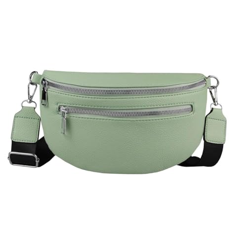 Damen Tasche Gürteltasche Crossbody Leder Optik Hüfttasche Bauchtasche Umhängetasche Cross-Over Bodybag Schultertasche Handytasche Leder Optik Mint von ITALYSHOP24