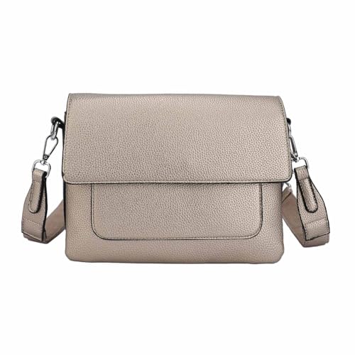 Damen Tasche Shopper Brusttasche Schultertasche Crossbody Trio Umhängetasche Messenger Handtasche Crossover BodyBag Bronze von ITALYSHOP24