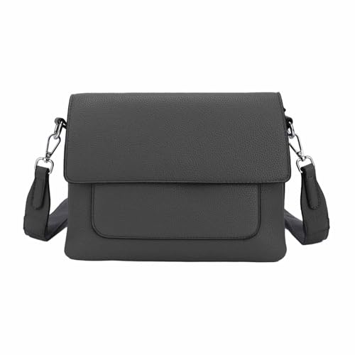 Damen Tasche Shopper Brusttasche Schultertasche Crossbody Trio Umhängetasche Messenger Handtasche Crossover BodyBag Dunkelgrau von ITALYSHOP24