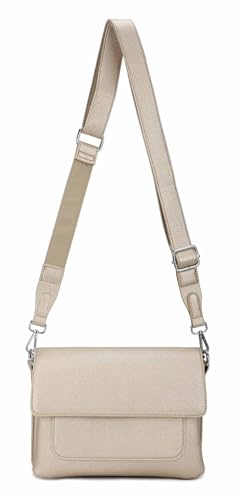 Damen Tasche Shopper Brusttasche Schultertasche Crossbody Trio Umhängetasche Messenger Handtasche Crossover BodyBag Leder Optik Gold von ITALYSHOP24