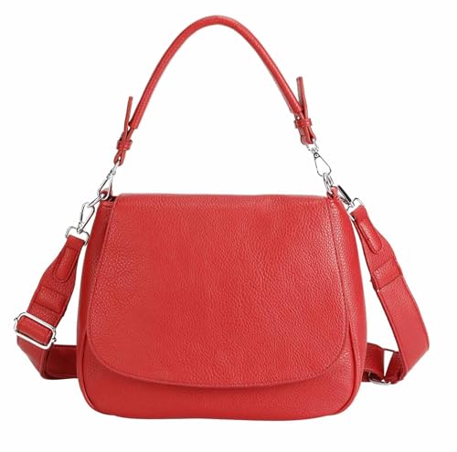 OBC Damen Tasche Shopper Hobo Bag Schultertasche Cross Over Body Bag Umhängetasche Beuteltasche Handtasche Henkeltasche Leder Optik Leder Optik Rot von ITALYSHOP24