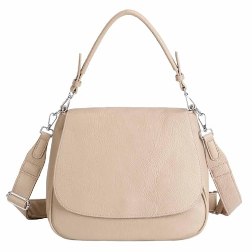 OBC Damen Tasche Shopper Hobo Bag Schultertasche Cross Over Body Bag Umhängetasche Beuteltasche Handtasche Henkeltasche Leder Optik Optik Rosa von ITALYSHOP24