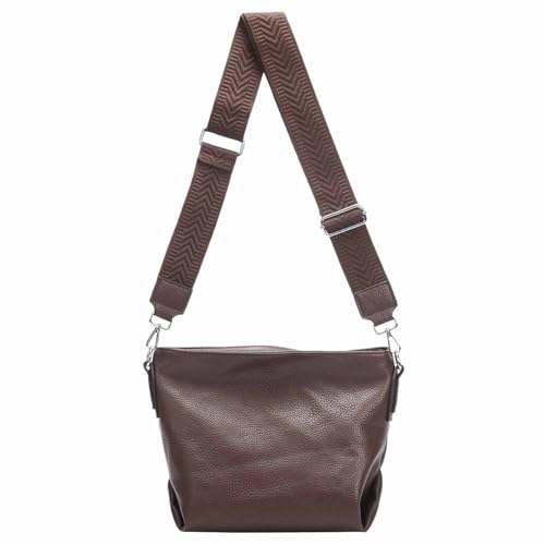 Damen Tasche Shopper Hobo Bags Crossbody Schultertasche Umhängetasche Handtasche Gürteltasche Crossover Kunst Leder Schokobraun von ITALYSHOP24