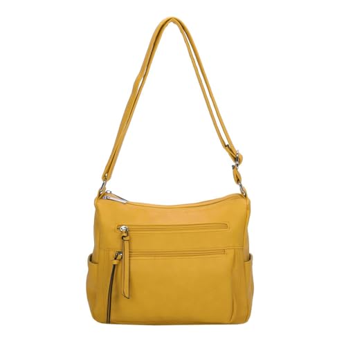 OBC Damen Tasche Shopper Schultertasche Umhängetasche Crossbody Henkeltasche Beuteltasche Crossover Handtasche City Bag Reise Kunst-Leder Gelb von ITALYSHOP24