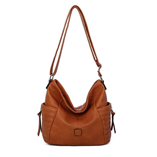 OBC Damen Tasche Shopper Schultertasche Umhängetasche Crossbody Henkeltasche Crossover Beuteltasche Handtasche Hobo Bag Reise Kunst-Leder Cognac von ITALYSHOP24