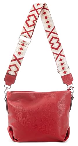 OBC Damen Tasche Shopper Umhängetasche Schultertasche Crossover Crossbody Beuteltasche Handtasche Hobo Bag Henkeltasche Reise Kunst-Leder Rot von ITALYSHOP24