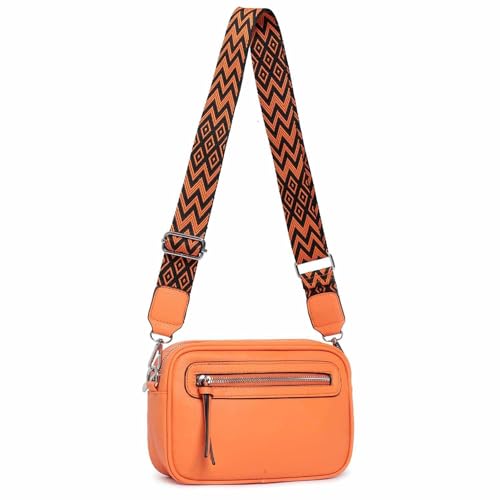 OBC Damen Tasche Umhängetasche Brusttasche Cross Over Body Bag Gürteltasche Schultertasche Bauchtasche Hüfttasche Abend Freizeit Reise Leder Optik Orange von ITALYSHOP24