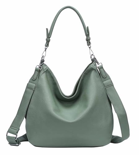 OBC Damen Tasche XXL Shopper Hobo Bag Schultertasche Crossbody Umhängetasche Beuteltasche Handtasche Crossover Leder Optik Mint von ITALYSHOP24