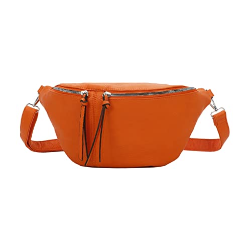 OBC Damen XL Tasche Bodybag Brusttasche Bauchtasche Hüfttasche Schultertasche Crossbody Umhängetasche Gürteltasche Crossover Slingntasche Reise Orange von ITALYSHOP24