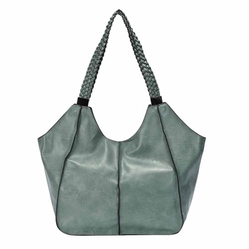 OBC Damen XXL Tasche Schultertasche Shopper Businesstasche Umhängetasche Workbag Henkeltasche Reisetasche FLECHTOPTIK Henkel Leder Optik Mint von ITALYSHOP24