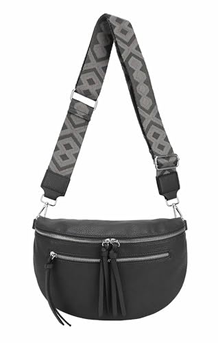 OBC ITALYSHOP24 Damen Tasche Umhängetasche Brusttasche Muster Gürtel Bauchtasche Crossbody Gürteltasche Hüfttasche Crossover Bodybag Schultertasche Handytasche Leder Optik Grau von ITALYSHOP24