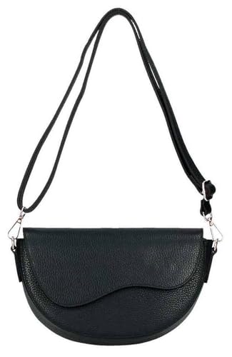 OBC MADE IN ITALY DAMEN LEDER TASCHE Saddle Bag Satteltasche Schultertasche Ledertasche Umhängetasche Brusttasche Cross Over Body Schwarz von ITALYSHOP24