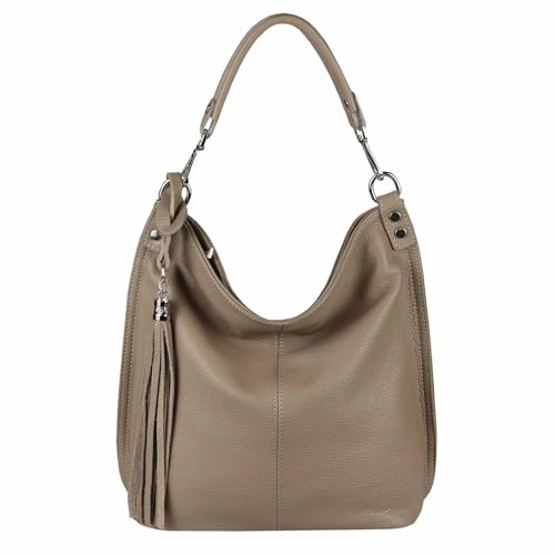OBC Made IN Italy Damen XL Leder Tasche Business Shopper Schultertasche Ledertasche Umhängetasche Handtasche Nappaleder Dunkeltaupe von ITALYSHOP24