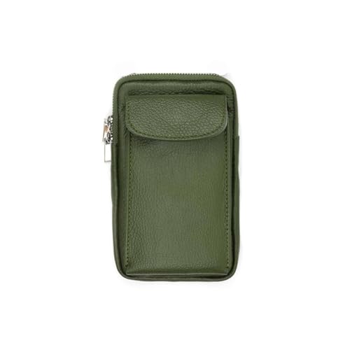 OBC Made in Italy Damen Leder Tasche Handytasche Umhängetasche Geldbörse Schultertasche Brieftasche Smartphone Geldtasche Ledertasche Crossbody Abendtasche Handy bis 6,5 Zoll Olivgrün von ITALYSHOP24