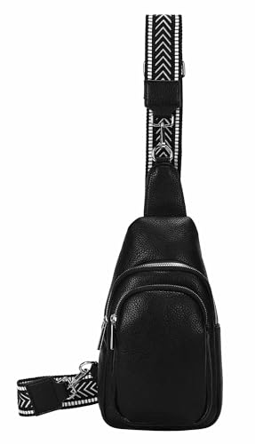 Unisex Crossbody Bodybag Sling Tasche Rucksack Crossover Schultertasche Brusttasche Umhängetasche Bag Damen Herren Schwarz V2 von ITALYSHOP24