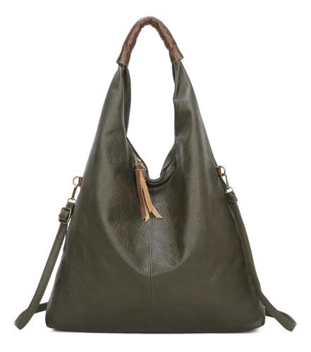 OBC XXL Damen Tasche Shopper Schultertasche Hobo Bag Reisetasche Handtasche Umhängetasche Freizeittasche Beuteltasche Weekender Leder Optik Olivgrün von ITALYSHOP24