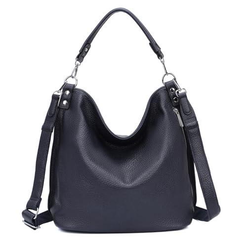 OBC XXL Damen Tasche mit 2 Gürtel Shopper Schultertasche Umhängetasche Hobo Bag Reisetasche Handtasche für Schule Freizeit Beuteltasche Urlaub Weekender Leder Optik Dunkelblau V1 von ITALYSHOP24