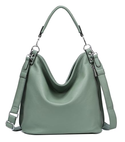 OBC XXL Damen Tasche mit 2 Gürtel Shopper Schultertasche Umhängetasche Hobo Bag Reisetasche Handtasche für Schule Freizeit Beuteltasche Urlaub Weekender Leder Optik Mint von ITALYSHOP24