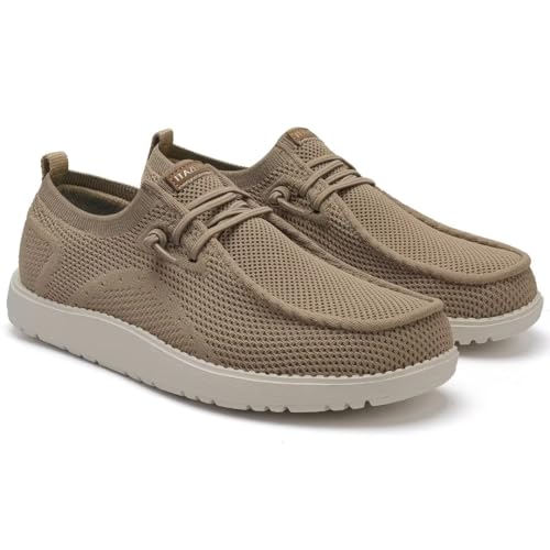 ITAZERO Damen Weite Wanderschuhe Slip-On Loafer mit Fußgewölbeunterstützung Diabetiker-Orthopädische Komfortschuhe für geschwollene Füße bei Plantarfasziitis, Khaki, 41 EU Weit von ITAZERO