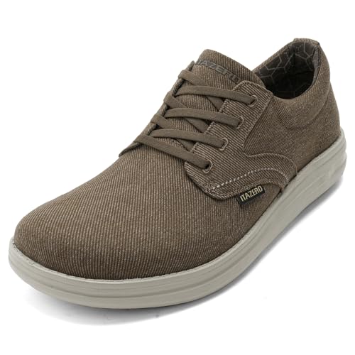 ITAZERO Herren-Wanderschuhe mit breiter Zehenbox, Netzstoff, breite Breite, mit Fußgewölbeunterstützung, Einlegesohle für Plantarfasziitis, 05 Brown Canvas, 45 EU von ITAZERO
