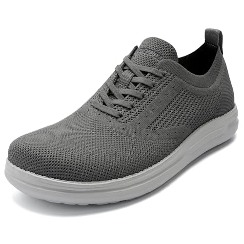 ITAZERO Herren-Wanderschuhe mit breiter Zehenbox, Netzstoff, breite Breite, mit Fußgewölbeunterstützung, Einlegesohle für Plantarfasziitis, GRAU, 46 EU von ITAZERO