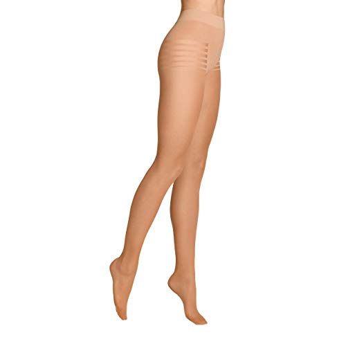 ITEM m6 - INVISIBLE Stripes Panty TIGHTS Damen | light tan / butterscotch | L | L2 | Unsichtbare Strumpfhose mit Streifenmuster im 15 DEN Look