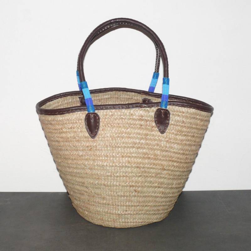 Korbtasche Ohne Lasche, Ledergriffen Und Perlen Aus Palmblättern Handgefertigt | Handtasche Schultertasche Strandtasche Herkunft Kenia von ITEMSAFRICA