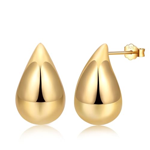 Chunky Gold Creolen, Leichte Hohle Wassertropfen Ohrringe für Frauen│Platz Offen Hoop Ohrringe für Mädchen│Hoops Schmuck für Geschenk von ITESSY