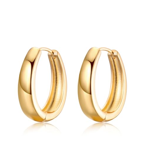 Chunky Gold Creolen, Leichte Hohle Wassertropfen Ohrringe für Frauen│Platz Offen Hoop Ohrringe für Mädchen│Hoops Schmuck für Geschenk von ITESSY