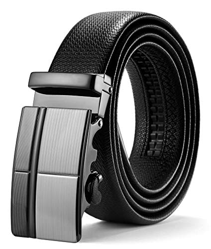 ITIEZY Herren Gürtel Ratsche Automatik Gürtel für Männer 35mm Breit Ledergürtel, Schwarz 100, Länge: Bis zu 49,21 Inches (125cm) von ITIEZY