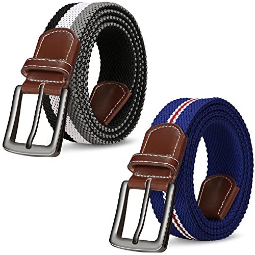 ITIEZY Elastischer Stoffgürtel Herren Stretchgürtel Damen Flechtgürtel Unisex Stoffgürtel Waistband, 2 PCS von ITIEZY