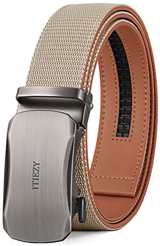 ITIEZY Herren Gürtel, Gürtel Nylon Ratsche Automatikschließe Business Anzug Gürtel für Männer 35mm Breit Ledergürtel 2 Stücke,Größe Angepasst von ITIEZY