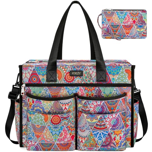 ITIEZY Shopper Tasche Damen Groß, Wasserdicht Handtasche Tote Bag mit 18 Taschen 16 Zoll Laptoptasche Lehrertasche Arbeitstasche damen mit Reißverschluss für Uni Büro Arbeit Reisen von ITIEZY