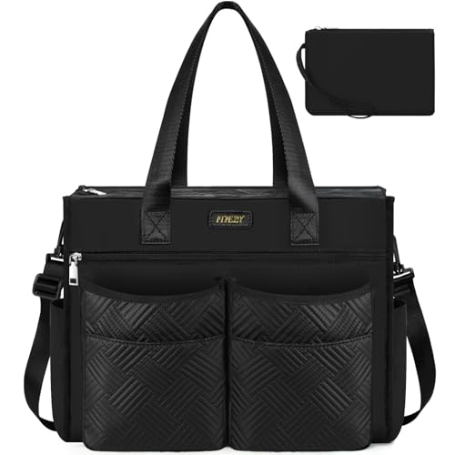 ITIEZY Shopper Tasche Damen Groß, Wasserdicht Handtasche Tote Bag mit 18 Taschen 16 Zoll Laptoptasche Lehrertasche Arbeitstasche damen mit Reißverschluss für Uni Büro Arbeit Reisen von ITIEZY