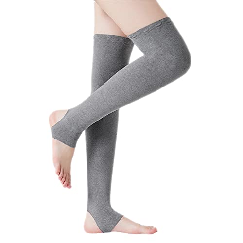 Beinwärmer Winter Beinstulpen mit Fersenloch Kniewärmer Damen Herren Stulpensocken Overknee Lang Stulpen Knieschützer Rutschfest Warm Beinstrümpfe Elastisch Stulpensocken für Yoga Sport Ballett Grau von ITODA