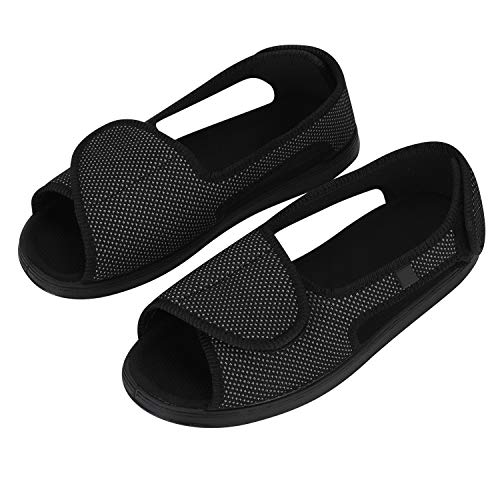 ITODA Damenschuhe Extra Weit Verbandsschuhe Damen Sandalen Rehaschuhe mit Klettverschluss Damensandalen Weiche Gummisohle Therapieschuhe Atmungsaktive Sandaletten Schuhe für Erwachsene Senioren von ITODA