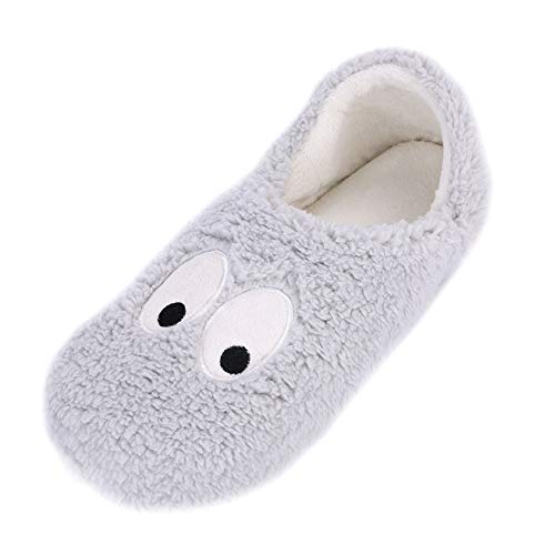 Hausschuhe Damen Plüschpantoffeln Rutschfeste Damenschuhe Geschlossen Fellhausschuhe Mädchen Slippers, Grau, 38/39 EU von ITODA