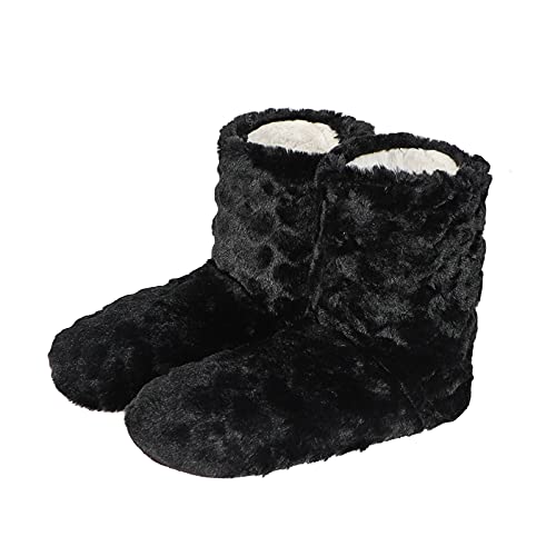 Hausschuhe Winter Hüttenschuhe Damen Hüttenstiefel Plüsch Hausstiefel Mädchen Pantoffeln Warm Gefüttert Winterhausshuhe rutschfest Sohle Stiefel Winterschuhe Flauschig Weich Plüschpantoffeln Indoor von ITODA