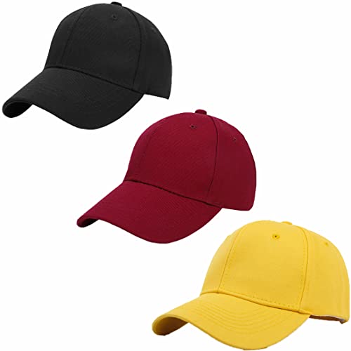 ITODA 3 Stücke Baseball Cap Junge Mädchen Basecap Baumwolle Kinder Snapback Kappe Sommer Sonnenschutz Baseballkappe Einstellbar Atmungsaktiv Baseballmütze Einfarbig Casual Kindercap für Draußen Reise von ITODA