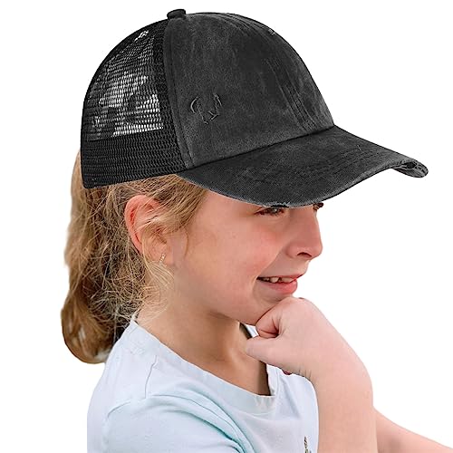 ITODA Baseball Cap Mädchen Basecap Pferdeschwanz Cappi Mesh Baseballkappe Verstellbar Baseballmütze Sonnenschutz Sonnenmütze Kinder Shirmmütze Cool Shildkappe Sommer Sonnenkappe Outdoor Strand von ITODA