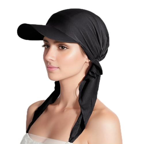 ITODA Damen Chemo Turban Mütze Vorgebundenes Kopftuch Brim Headwraps Leichte Weiche Hut Elastic Bandana für Haarausfall Frauen Muslimischen Kopftuch Baseballmütze von ITODA