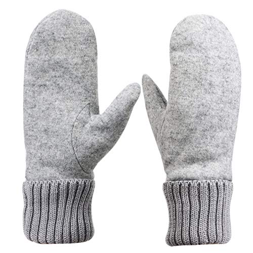 ITODA Fäustlinge Winter Handschuhe Wolle Winterhandschuhe Damen Fausthandschuhe Gefüttert Wollhandschuhe Warm Strickhandschuhe Winddicht Handwärmer Unisex Outdoorhandschuhe Freizeit Fahrrad von ITODA