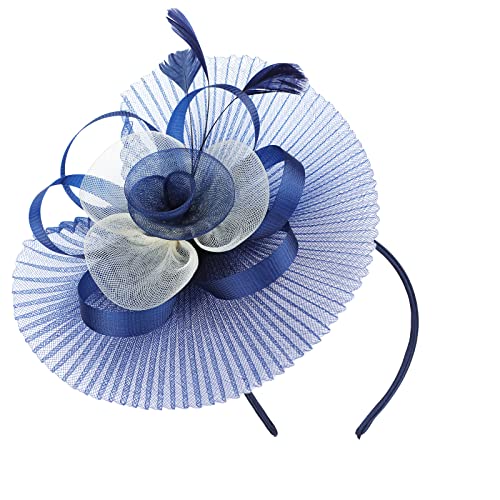 ITODA Fascinator Falten Pillbox Hut Damen Feder Haarschmuck mit Haarklammer Organza 1920er Gatsby Kopfschmuck mit Blumen Hochzeitshut Braut Hochzeit Partyhut Kirche Cocktail Party von ITODA