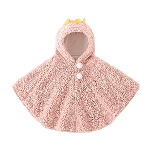 ITODA Kinder Poncho Winter Cape Warm Plüsch Umhang mit Kapuze Kinderponcho Prinzessin Schneeanzug Winddicht Kapuzenmantel Verdickt Reiseponcho Weich Mantel für Mädchen Junge Kleinkind Baby Rosa von ITODA