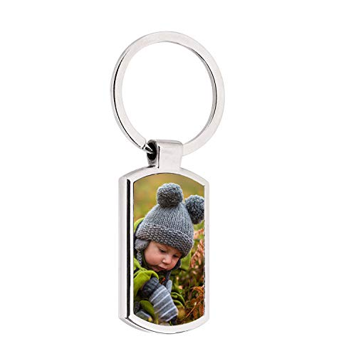 ITODA Schlüsselanhänger mit Fotogravur Schlüsselring Anhänger mit Foto Schlüsselbund Personalisierter Taschenanhänger Metall Schlüsselband Wunschgravur Sleutelhanger Keychain Schmuck für Geschenk von ITODA